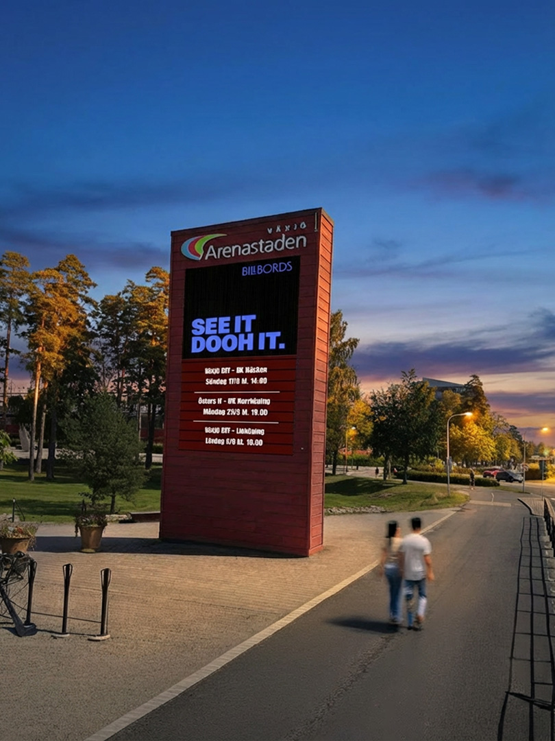 Vida Arena Väst — digital reklamskärm i Växjö, Arenastaden